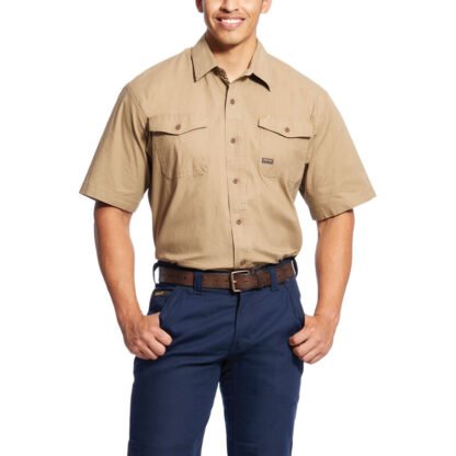 Ariat Men's Rebar Made Tough Steel Short Sleeve Work Shirt - Image 2